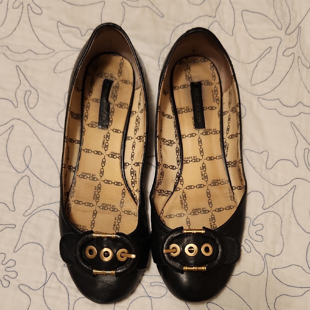 Black Leather Flats